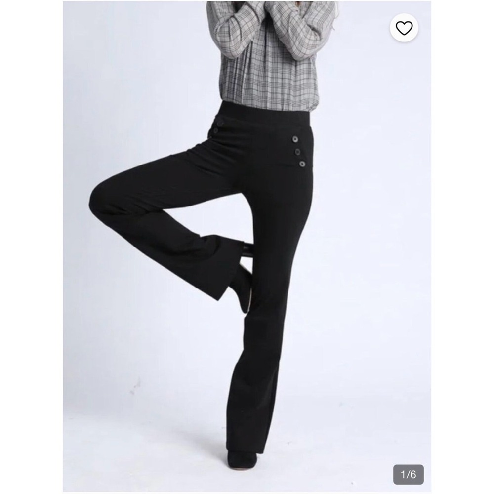 Betabrand Boot Cut Six Button Dress Pants Yoga Pants (Black)